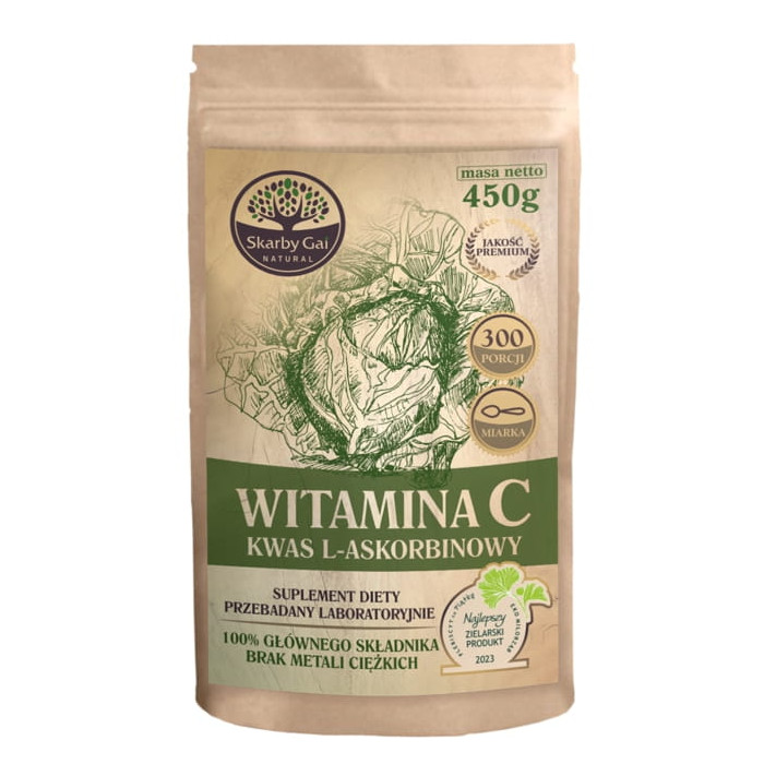 Skarby Gai Naturalna Witamina C Kwas L-askorbinowy z kapusty 450 g suplement diety, 450 g