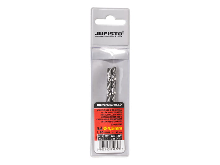 Wiertło do metalu HSS-G 4,5 x 80 mm (2 szt.) JUFISTO