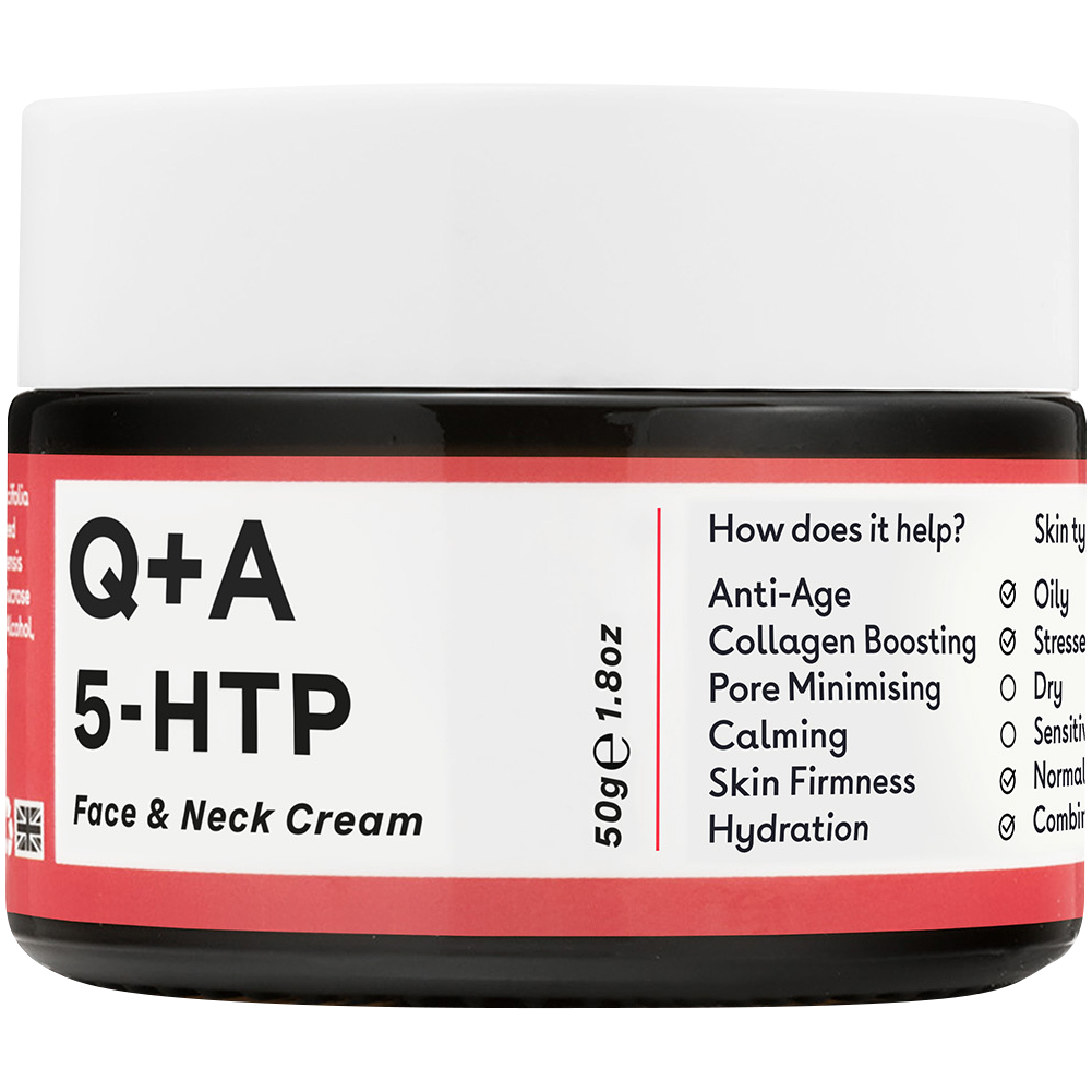 Q+A 5-HTP ujędrniający krem do twarzy i szyi z suplementem 5-HTP, 50 g