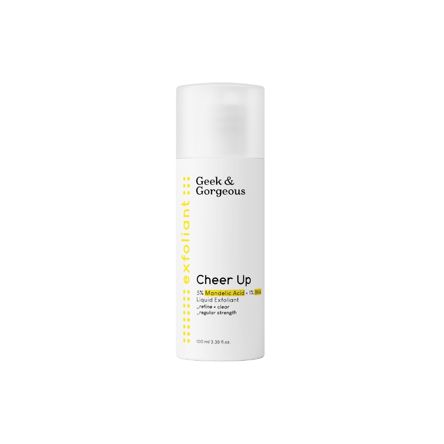 Geek & Gorgeous Cheer Up eksfoliator do twarzy z 6% kwasem migdałowym + BHA o średniej mocy, 100 ml