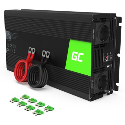 Przetwornica GREENCELL 12V na 230V 1500W/3000W Modyfikowana sinusoida