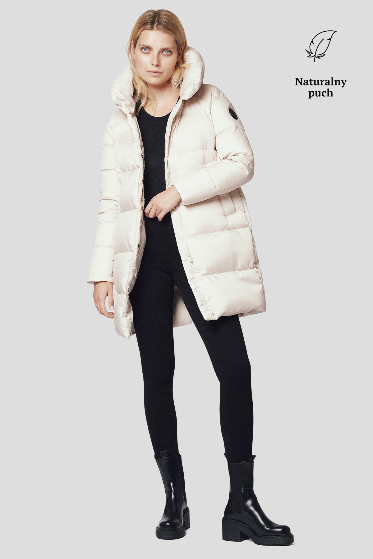 Lancerto Kurtka Puchowa Kremowa z Kapturem Rosemary
