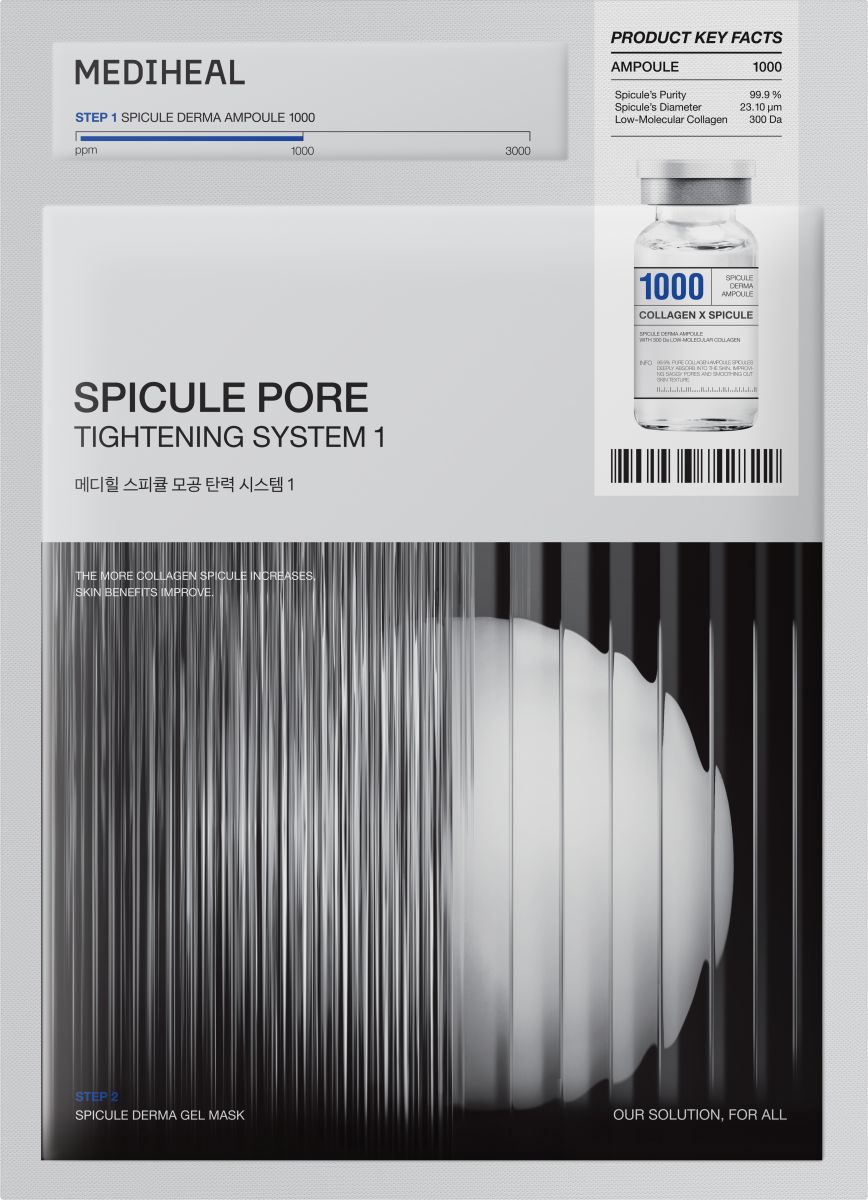 Mediheal SPICULE PORE AMPOULE 1000 hydrożelowa maska z ampułką 1000 Collagen x Spicule System 1, 1 szt.