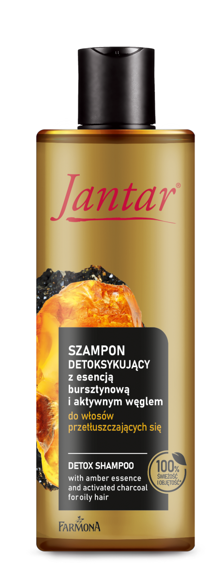 Jantar Bursztynowa Detoksykacja I Aktywnym Węglem szampon z esencją bursztynową i węglem do włosów przetłuszczających się, 300 ml