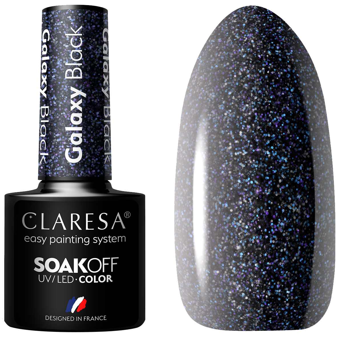 Claresa Galaxy lakier hybrydowy do paznokci black, 5 g