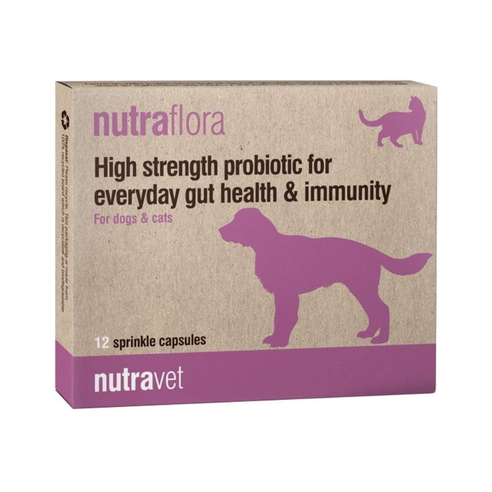NUTRAVET Nutraflora 12 kapsułek probiotyk wspomagający jelita i odporność psów i kotów