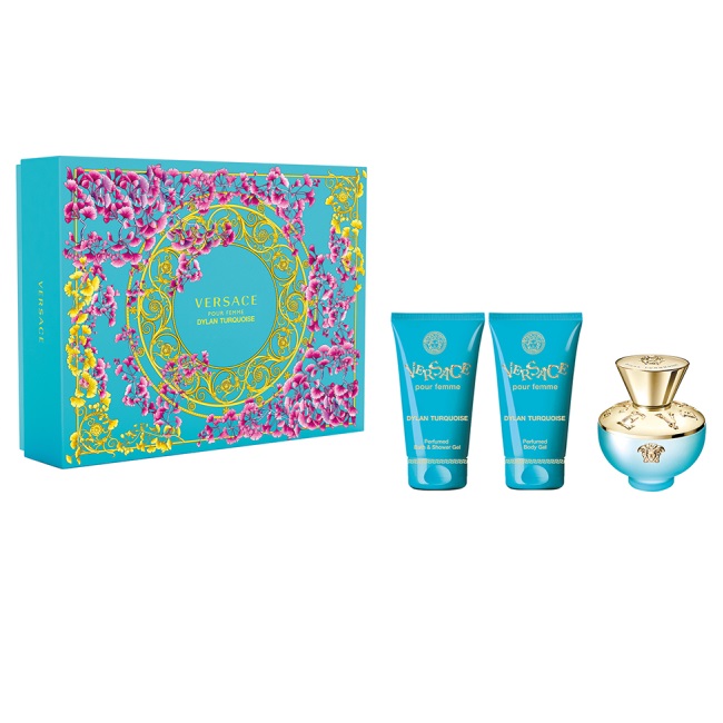 Versace Pour Femme Dylan Turquoise zestaw: woda toaletowa damska, 50 ml + żel pod prysznic, 50 ml + balsam do ciała, 50 ml