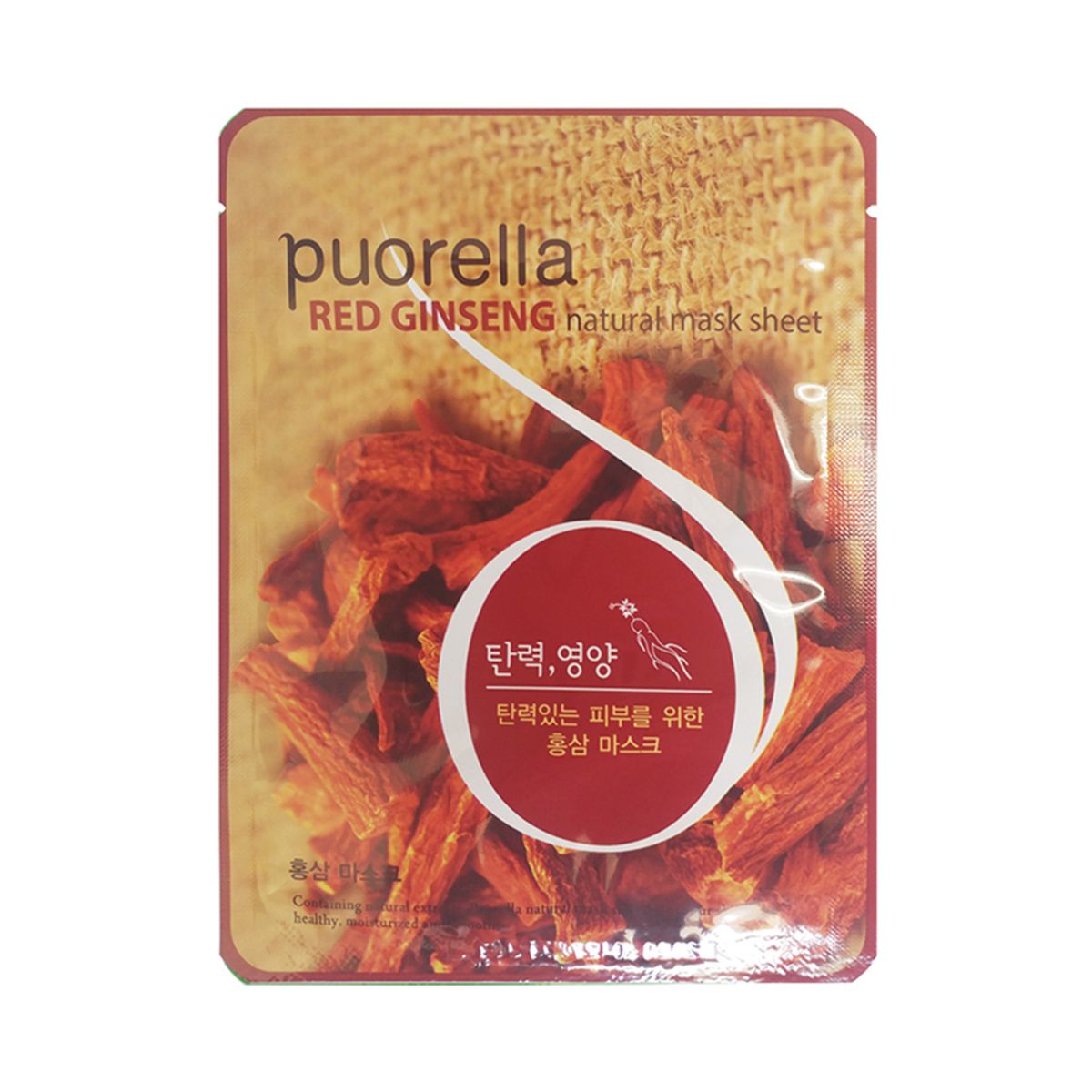 Puorella Red Ginseng ujędrniająca maska w płachcie z ekstraktem z czerwonego żeń-szenia do twarzy, 21 g