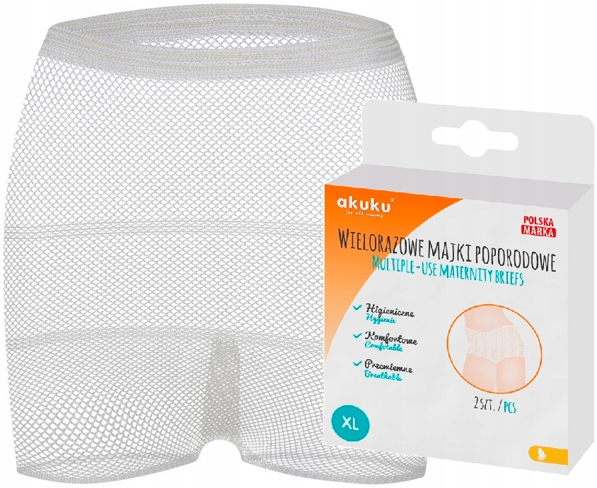 Majtki poporodowe wielorazowe xl siatka Akuku 2szt