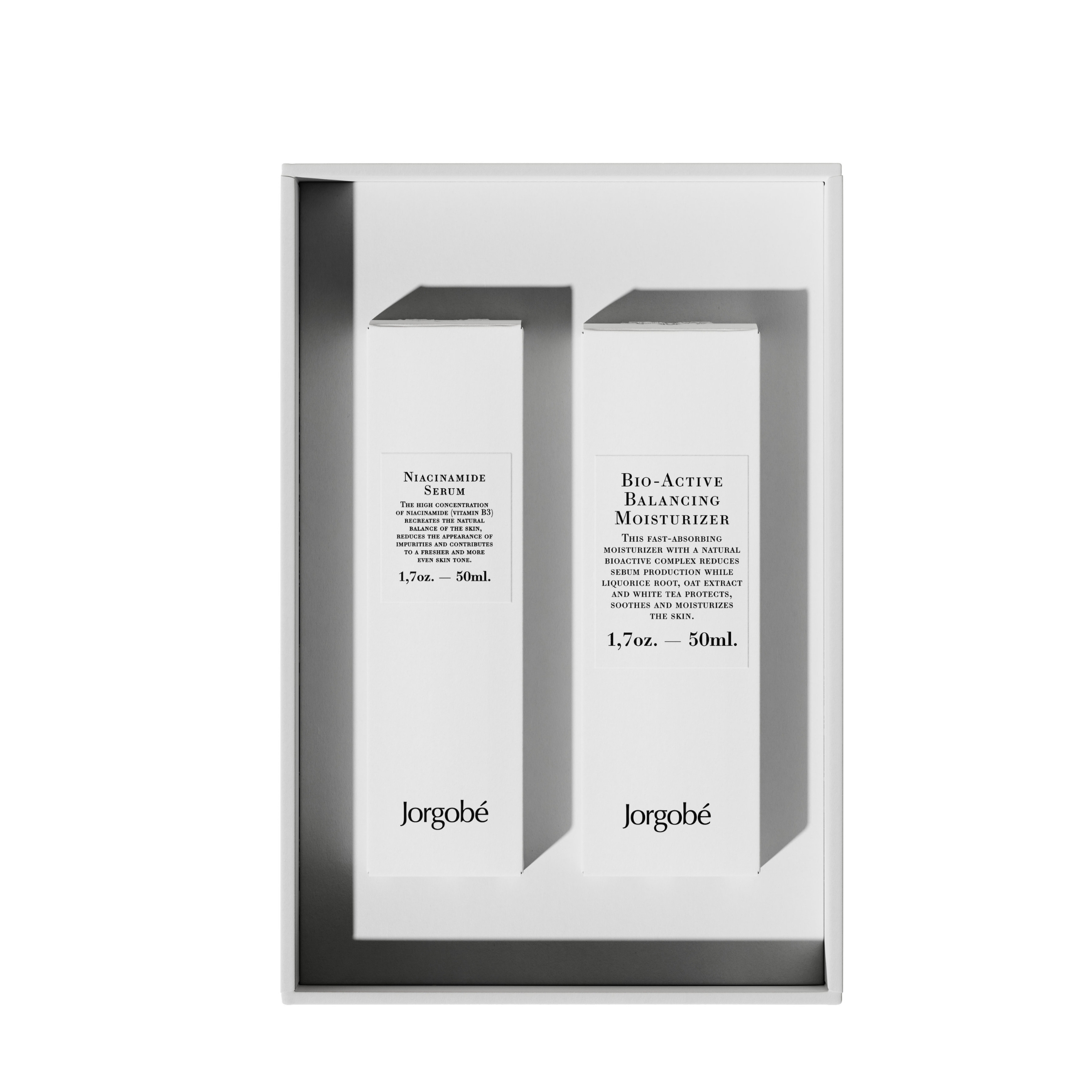 Jorgobé zestaw: nawilżające serum do twarzy z niacynamidem, 50 ml + głęboko nawilżający krem do twarzy, 50 ml