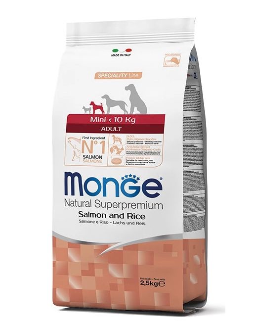 MONGE Mini Karma dla psa Łosoś z ryżem 2,5 kg