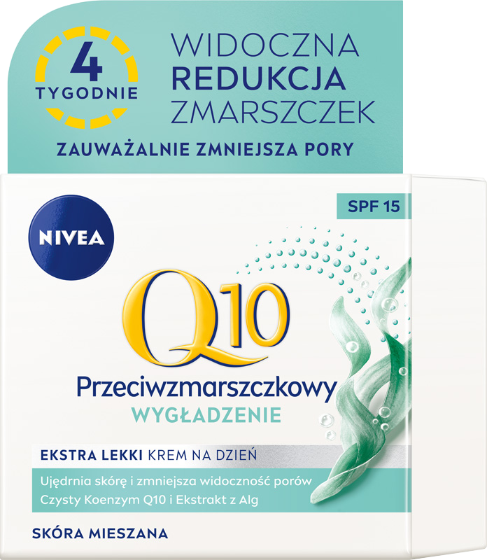 Nivea Q10 Wygładzenie krem do twarzy zmniejszający widoczność porów na dzień SPF 15, 50 ml