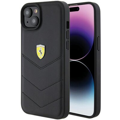 Etui FERRARI Quilted Metal Logo do Apple iPhone 14 Plus/15 Plus Czarny