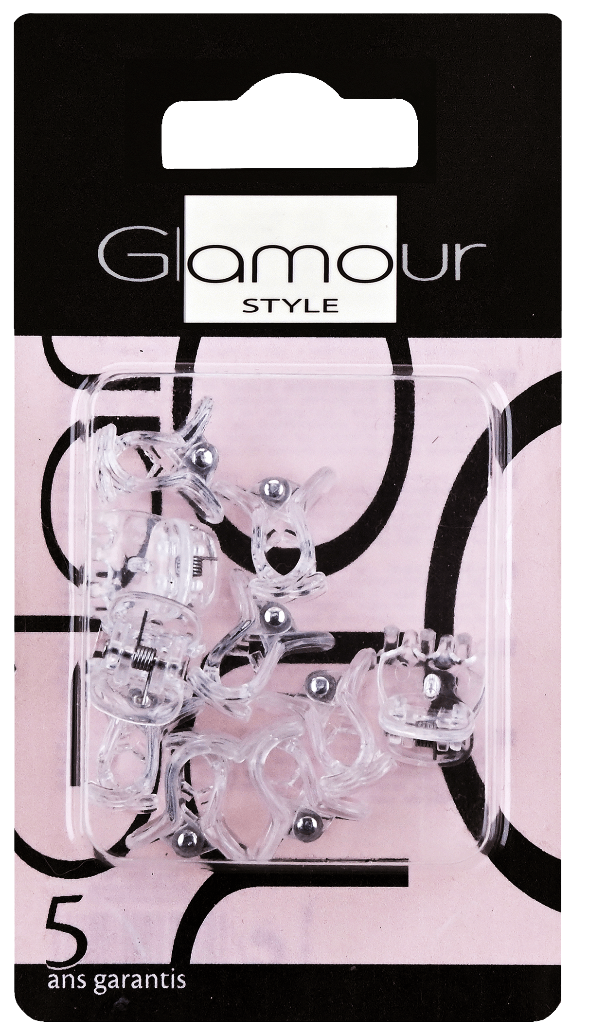 Glamour średnie spinki żabki do włosów transparentne, 10 szt./1 opak.