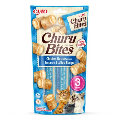 Przysmak dla kota INABA Churu Bites Kurczak z tuńczykiem i przegrzebki (3 x 10 g)