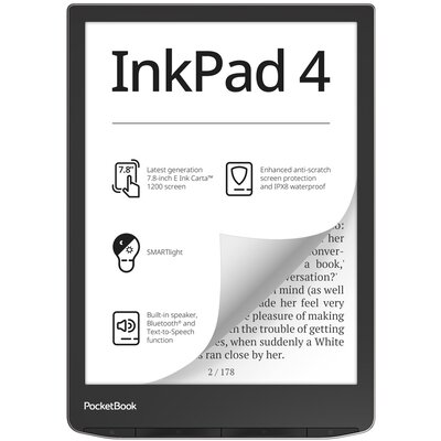 Czytnik e-booków POCKETBOOK 743 InkPad 4 7.8", Podświetlany ekran, Wi-Fi, Bez reklam Srebrny