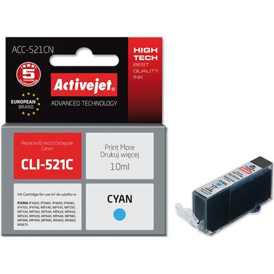 Tusz ACTIVEJET do Canon CLI-521C Błękitny 10 ml ACC-521CN