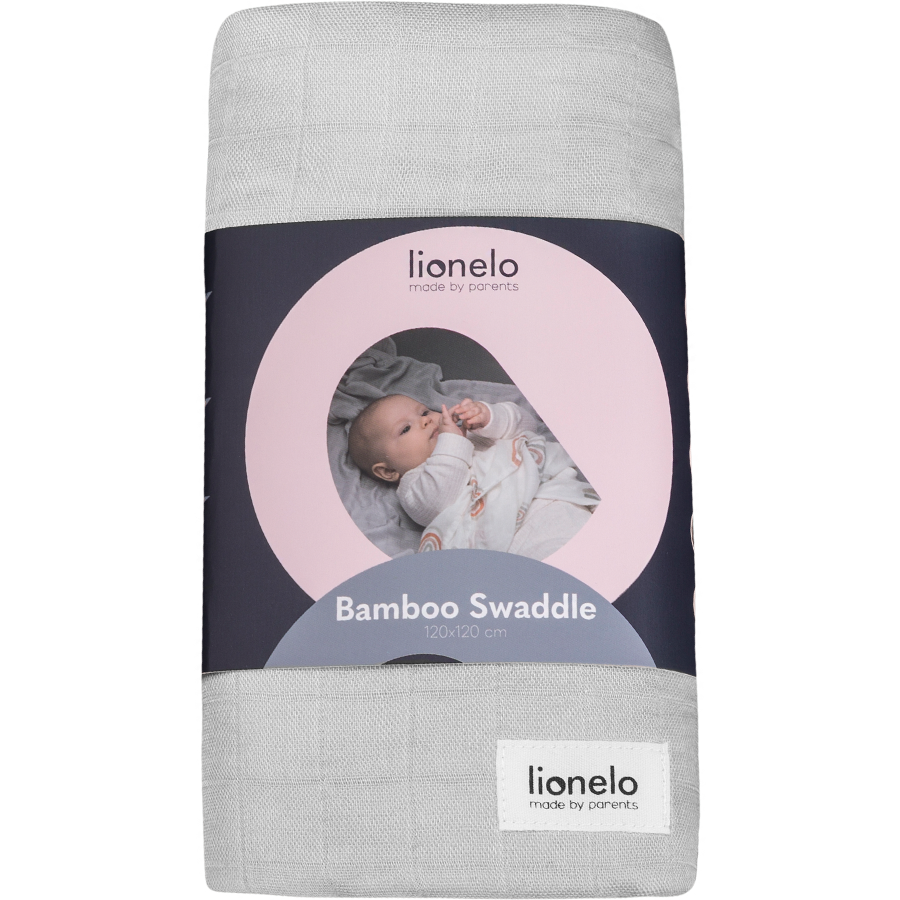 Lionelo Bamboo Swaddle bambusowy otulacz dla dziecka 120x120 Grey Stone, 1 szt.