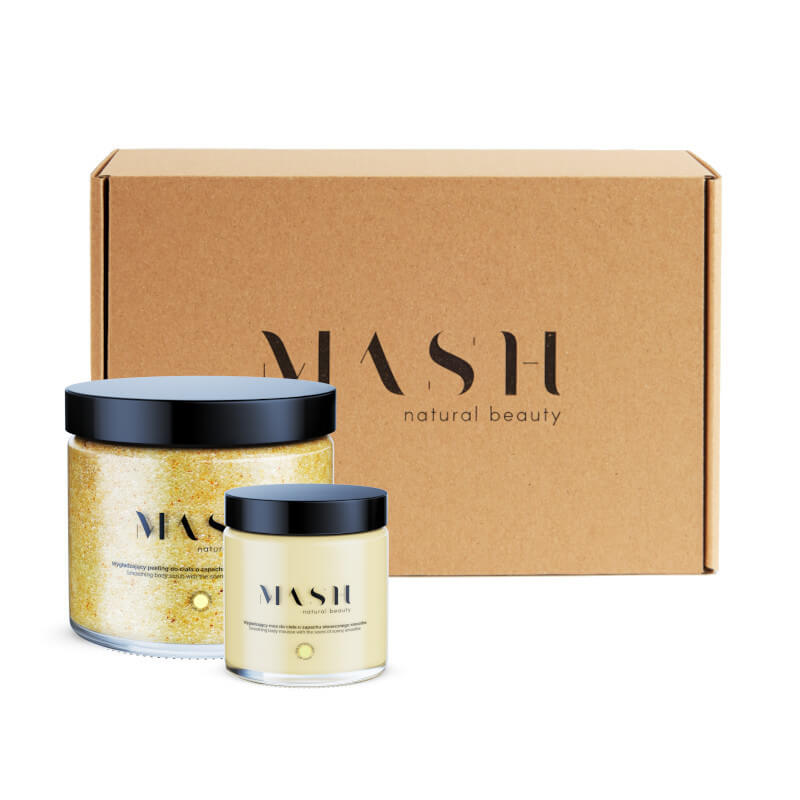 Mash Power girl zestaw: wygładzający peeling do ciała, 300 g + wygładzający mus do ciała, 120 ml