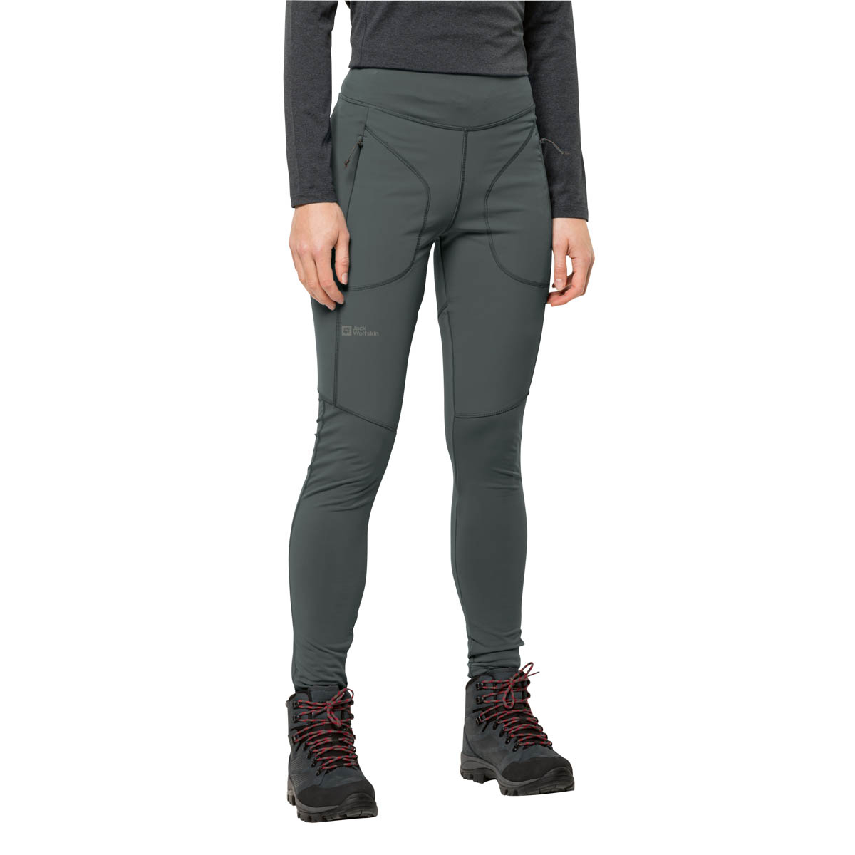 Damskie getry termoaktywne Jack Wolfskin SALMASER TIGHTS W slate green - M