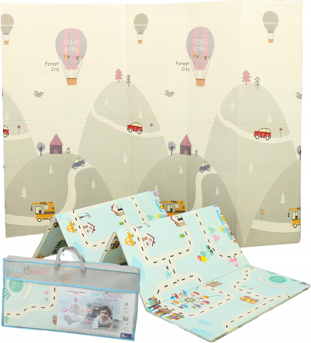 Mata piankowa edukacyjna składana dla dzieci dwustronna 150x200 Babymam
