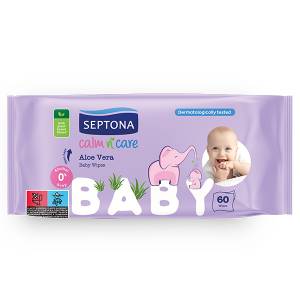 SEPTONA Baby nawilżane chusteczki dla dzieci i niemowląt z aloesem, 60 szt.