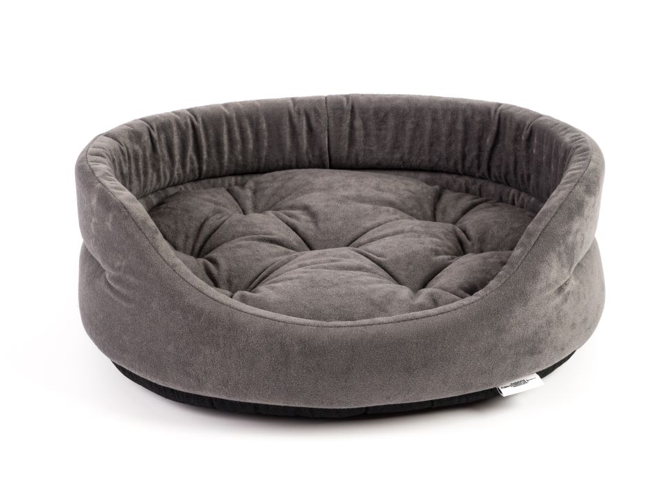 FERA Legowisko dla psa owalne z poduszką 61x51x16 cm szare