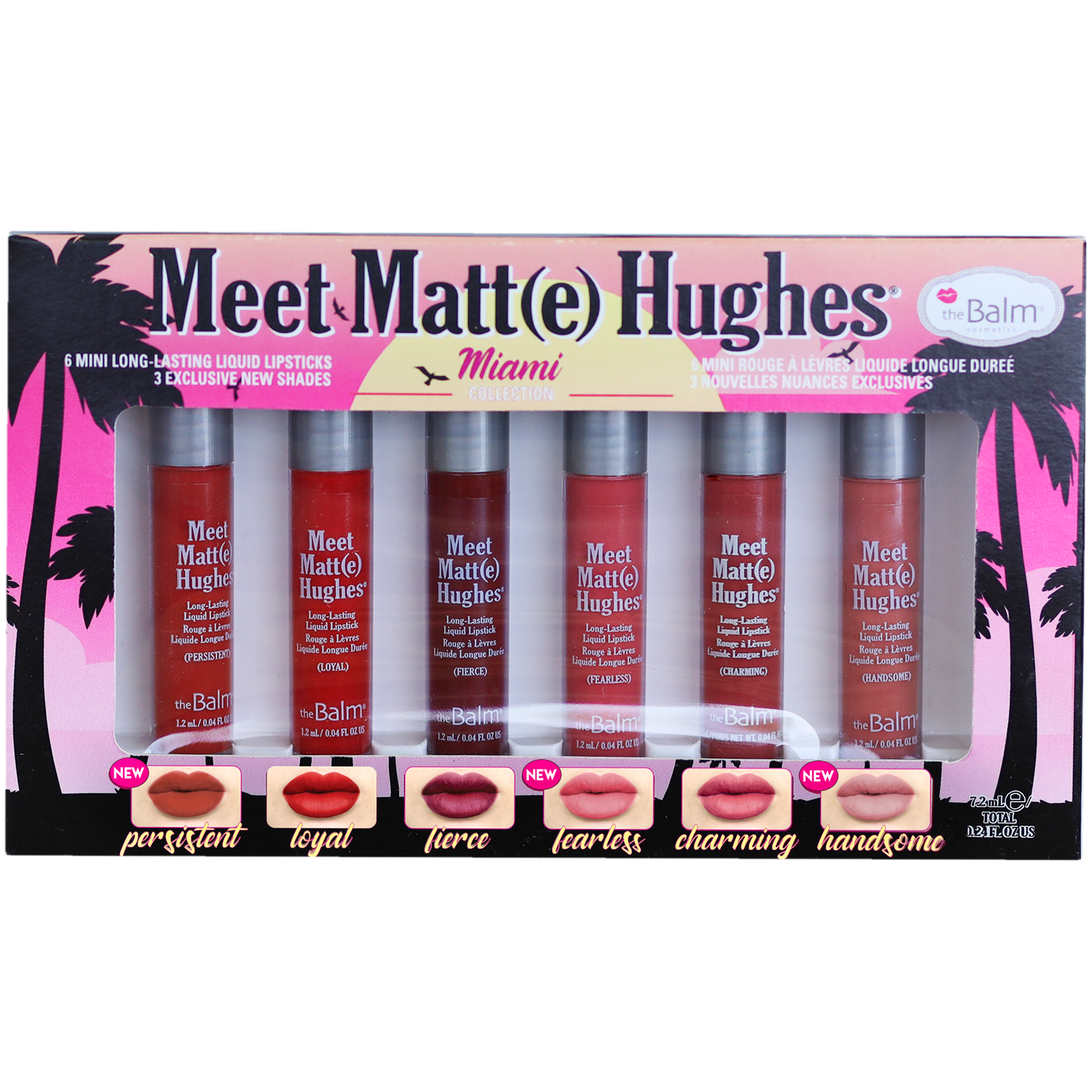 The Balm Meet Matt(e) Hughes zestaw Miami: mini pomadka w płynie do ust, 6x1,2 ml