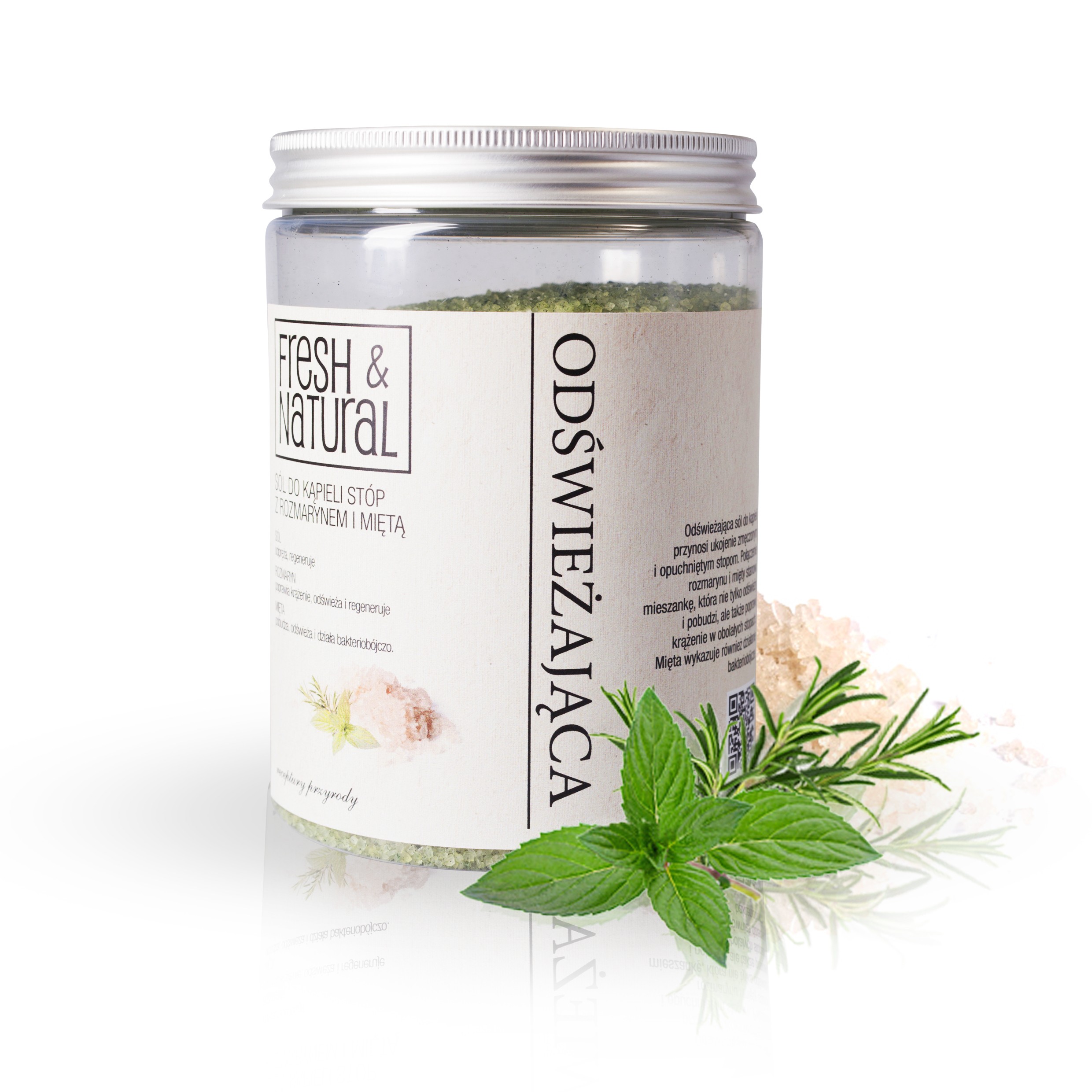 Fresh & Natural sól do kąpieli stóp odświażająca, 1000 g