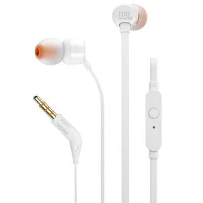 Słuchawki dokanałowe JBL T110 z mikrofonem Biały