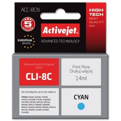 Tusz ACTIVEJET do Canon CLI-8C Błękitny 14 ml ACC-8CN