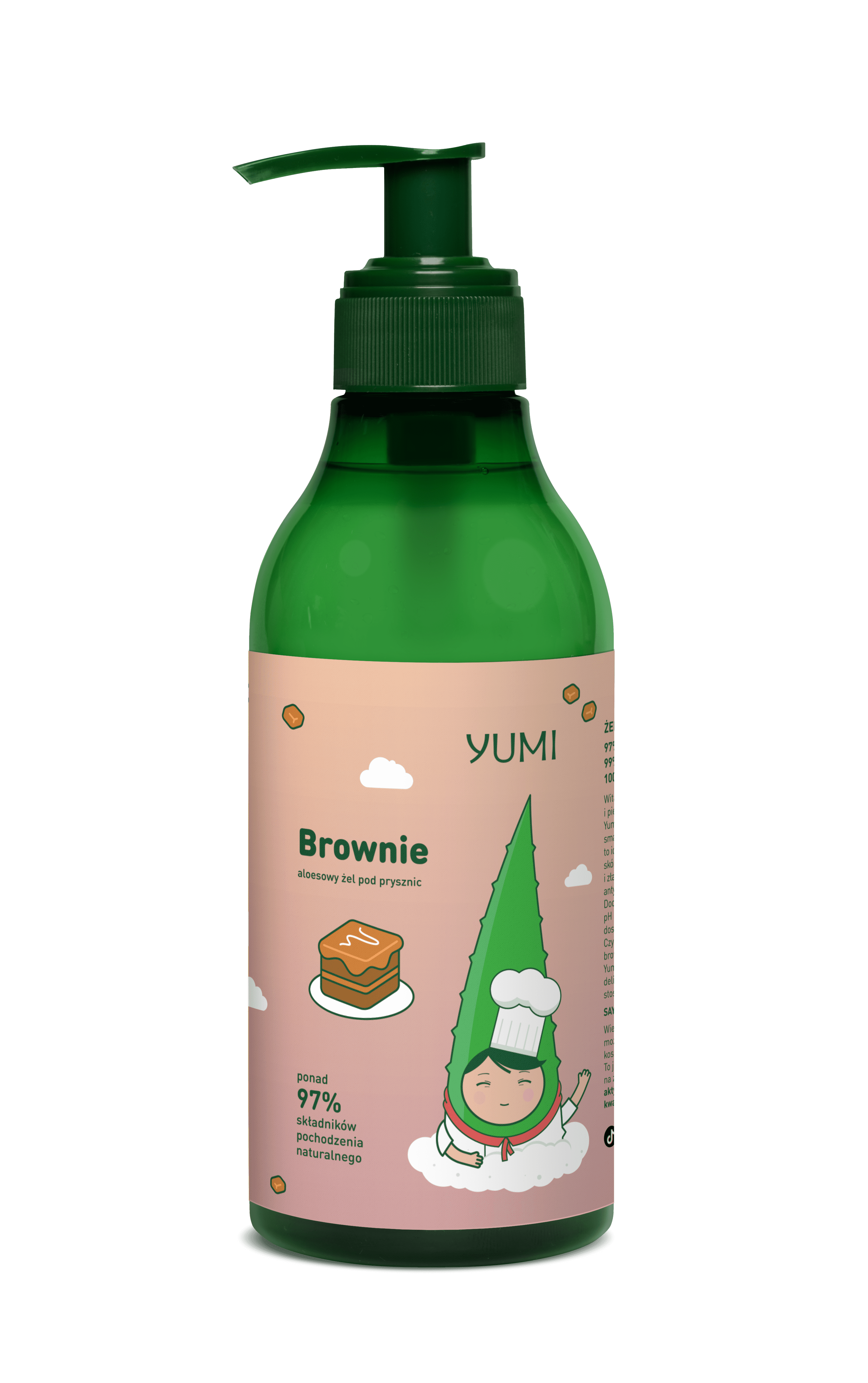 Yumi Brownie Czekoladowe aloesowy żel pod prysznic o zapachu czekoladowego brownie, 400 ml