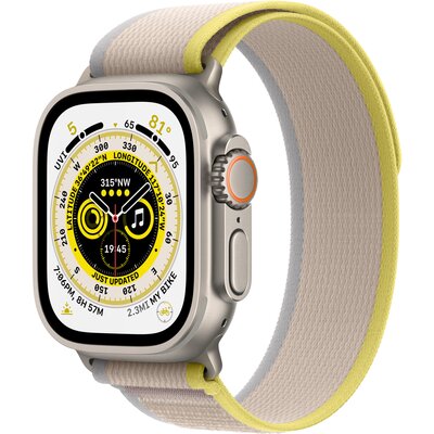 APPLE Watch Ultra GPS + Cellular 49mm koperta tytanowa + opaska Trail rozmiar M/L (żółty/beżowy)