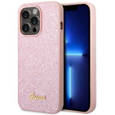 Etui GUESS Glitter Script do Apple iPhone 14 Pro Różowy