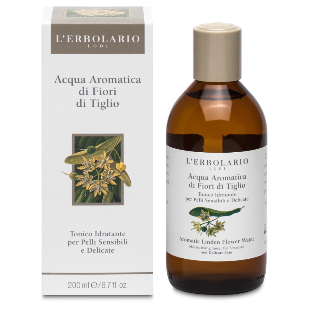 L'Erbolario hydrolat, aromatyzowana woda z kwiatów lipy, nawilżający tonik do cery suchej i odwodnionej, 200 ml