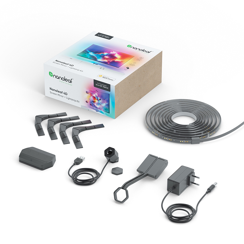 Nanoleaf 4D TV Screen Mirror Lightstrips Starter Kit - system inteligentnego podświetlenia ekranu TV do 85'' (kamera, 5.2m taśmy LED)