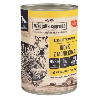 Karma dla psa WIEJSKA ZAGRODA Indyk z jagnięciną 400 g