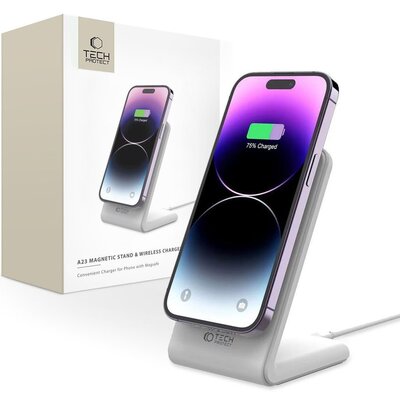 Ładowarka indukcyjna TECH-PROTECT QI15W-A23 Magnetic  Biały Qi MagSafe