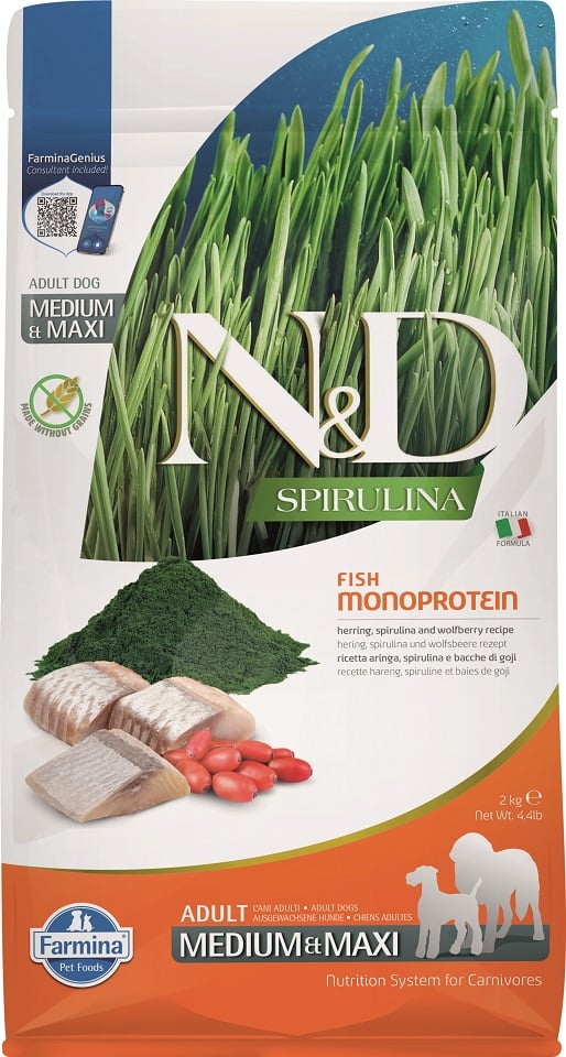 FARMINA N&amp;D Spirulina Adult Medium&amp;Maxi Herring &amp; Wolfberry 2 kg