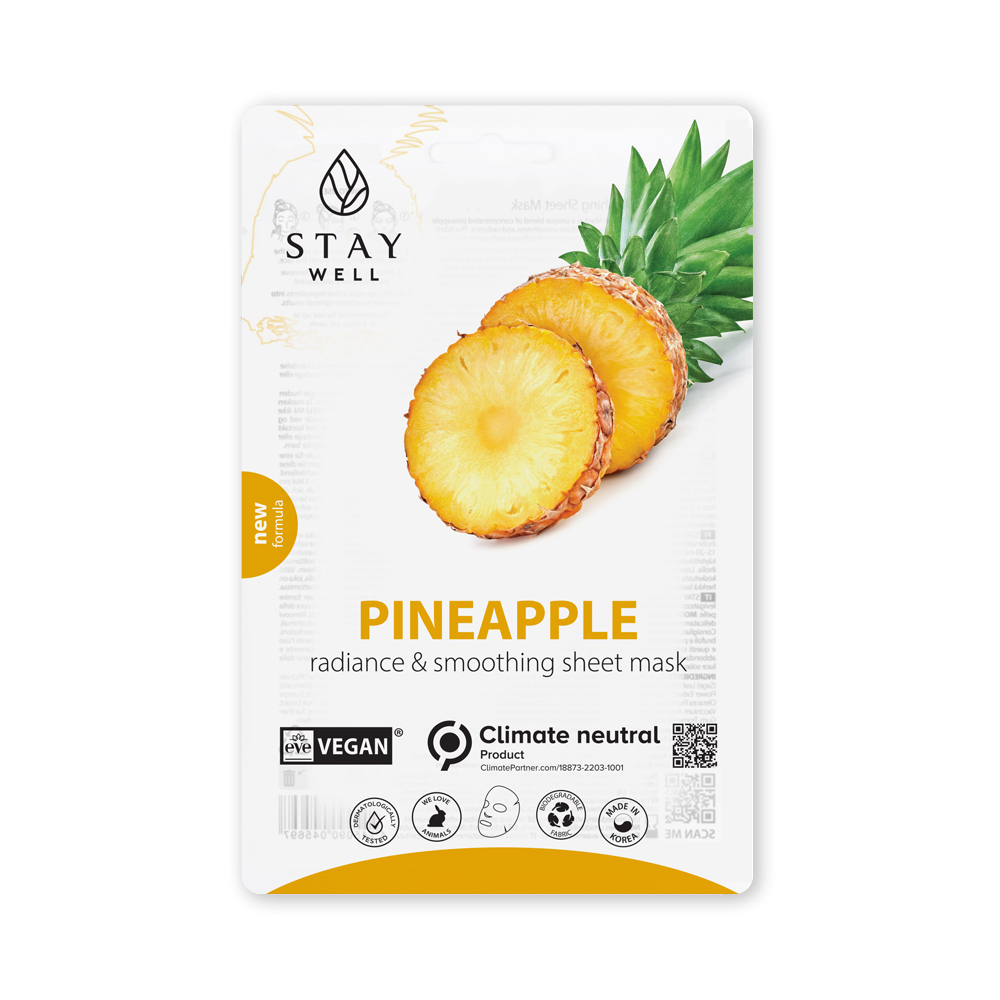 Stay Well Pineapple wegańska maska w płachcie do twarzy, 1 szt.