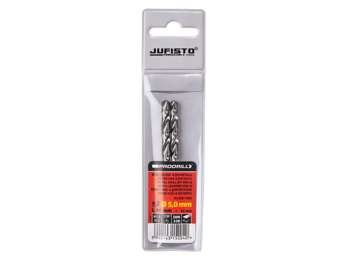 Wiertło do metalu HSS-G 5,0 x 86 mm (2 szt.) JUFISTO