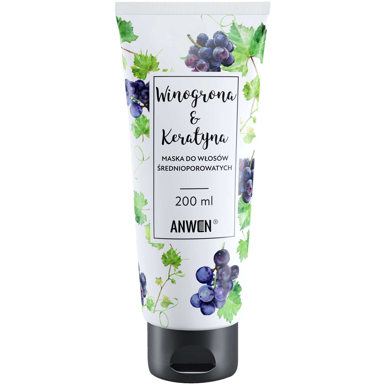 Anwen Winogrona&Keratyna maska do włosów średnioporowatych, 200 ml
