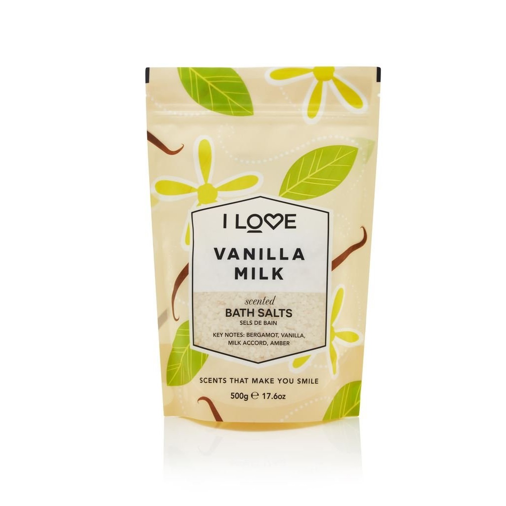 I Love kojąco-relaksująca sól do kąpieli Vanilla Milk, 500 g