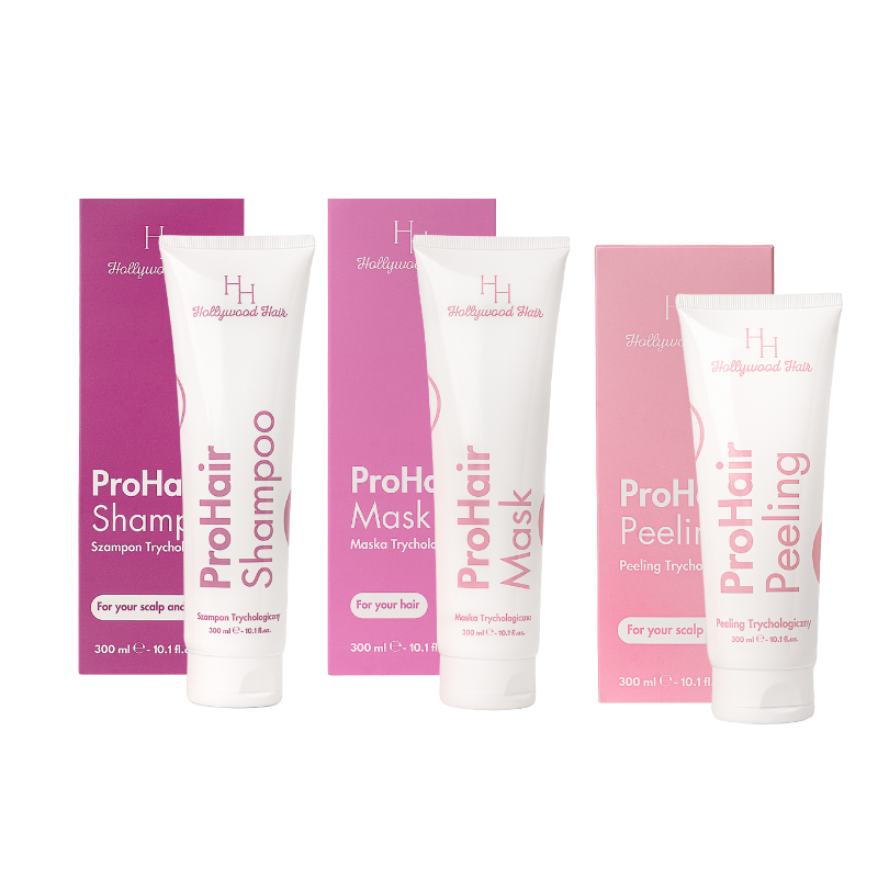 Hollywood Hair  ProHair zestaw Trychologiczne Trio: szampon, 300 ml + maska, 300 ml + i peeling do skóry głowy i włosów, 300 ml 
