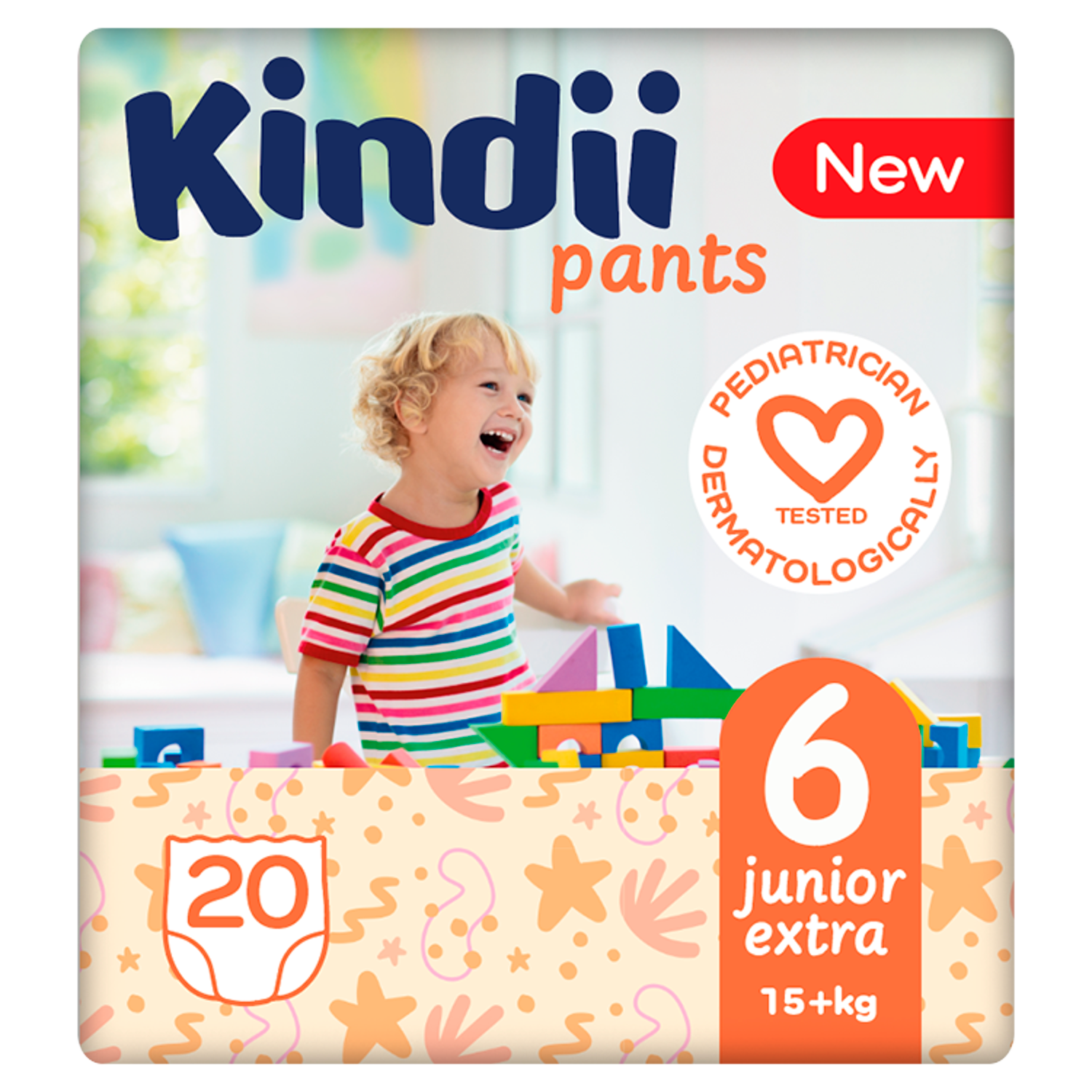 Kindii Junior pieluchomajtki dla dzieci extra 6, 20 szt./1 opak.