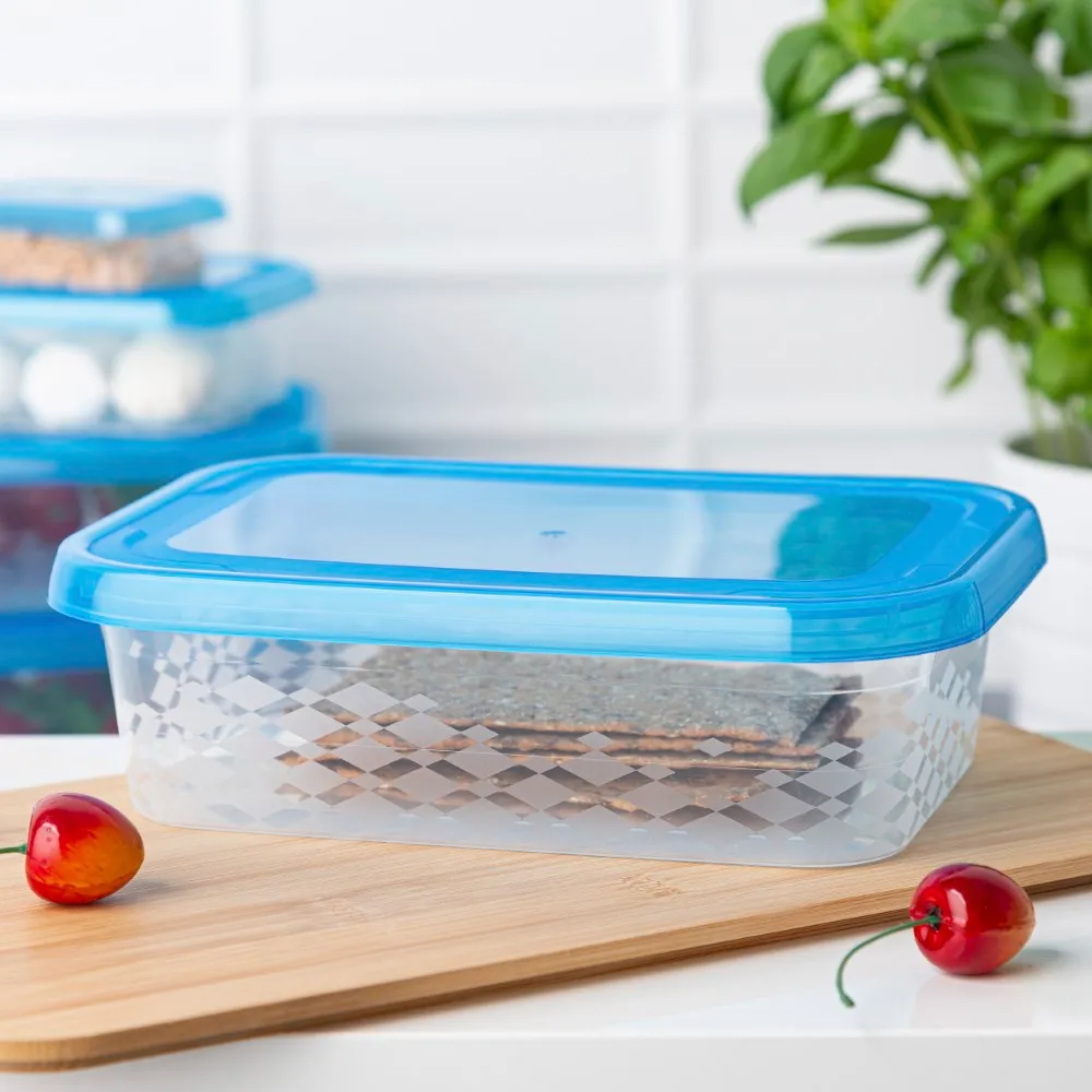 Pojemnik na żywność z pokrywą BranQ Blue Box prostokątny 1,5 l niebieski