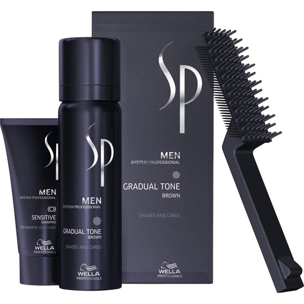 Wella Professionals SP Men Gradual Tone zestaw do stopniowej eliminacji siwizny: pianka pigmentująca, 60 ml + łagodny szampon do włosów, 30 ml + sz...