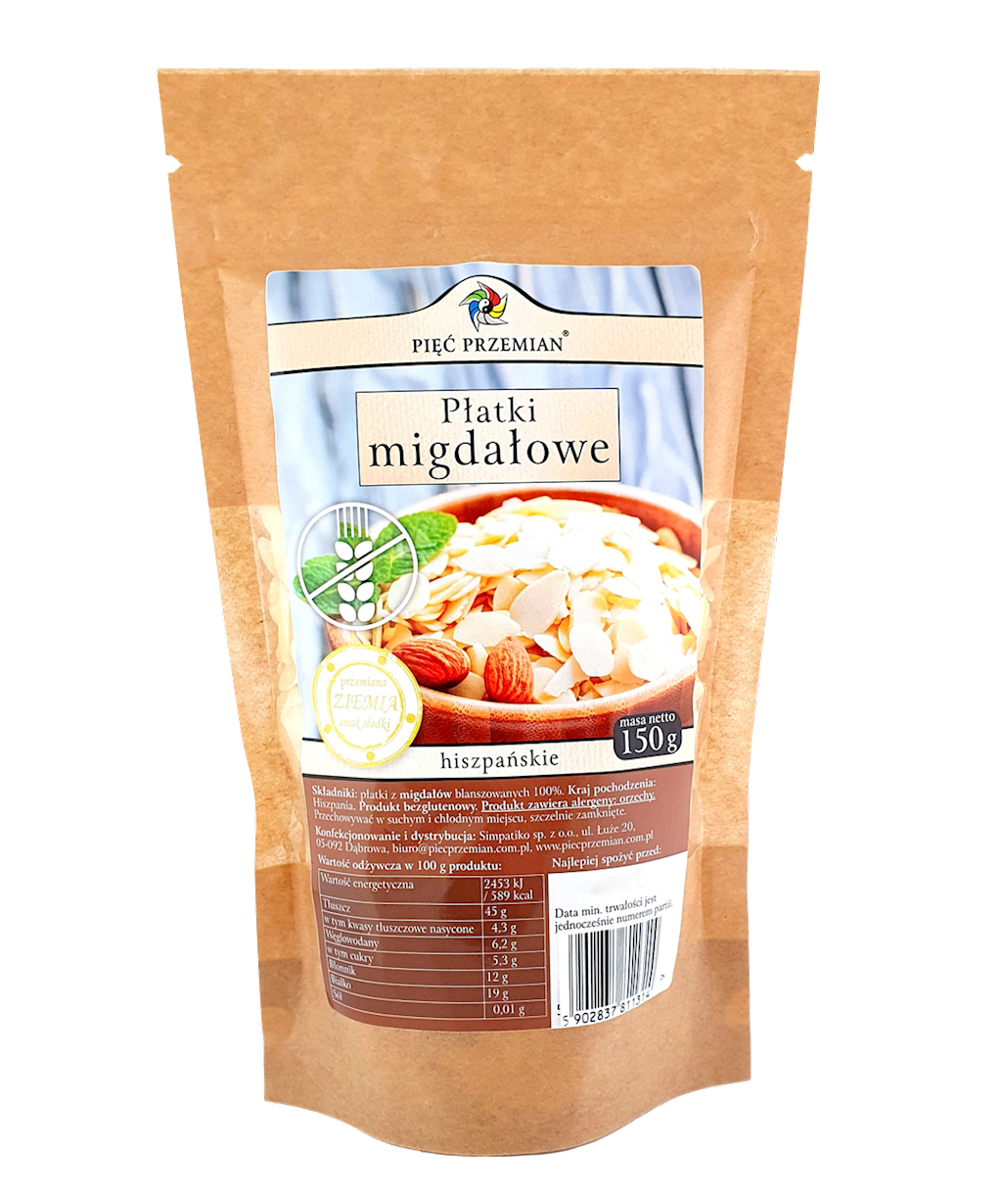 Płatki migdałowe bezglutenowe 150g ( Pięć Przemian )