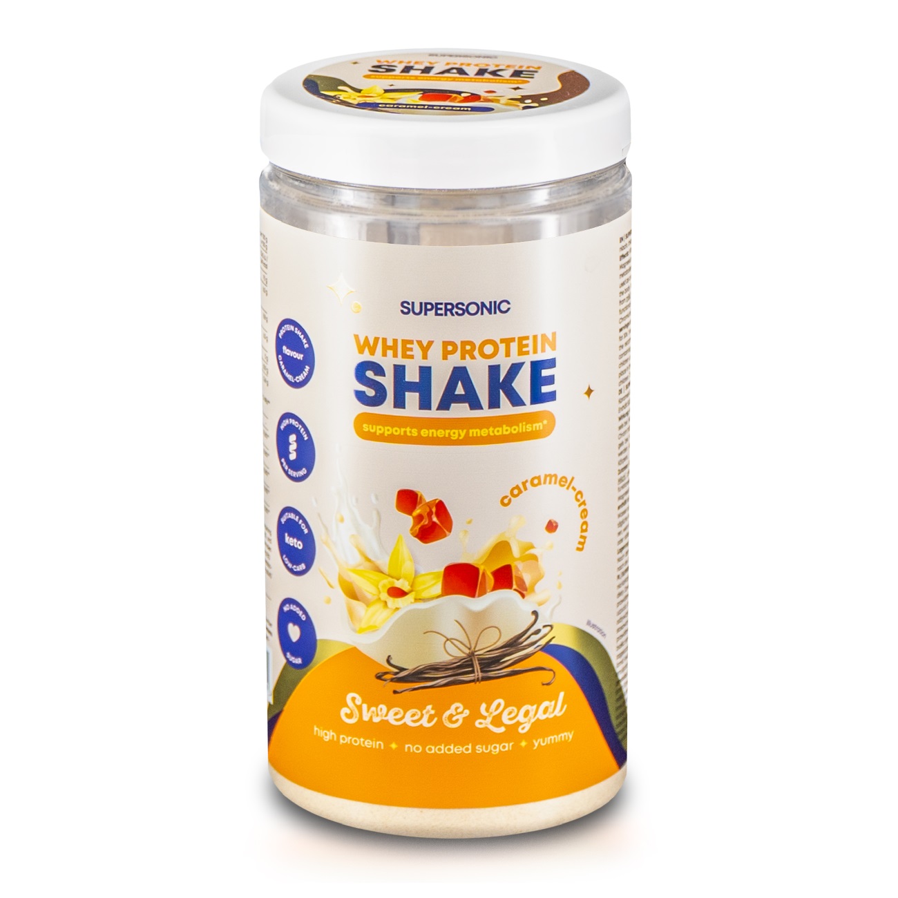 Supersonic shake proteinowy wspierający metabolizm energetyczny o smaku karmelowo śmietankowym, 560 g