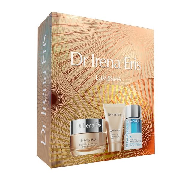 Dr Irena Eris Lumissima  zestaw: rozświetlająco-przeciwzmarszczkowy krem na dzień, 50 ml + wybielający krem naprawczy na noc, 30 ml + dwufazowy pły...